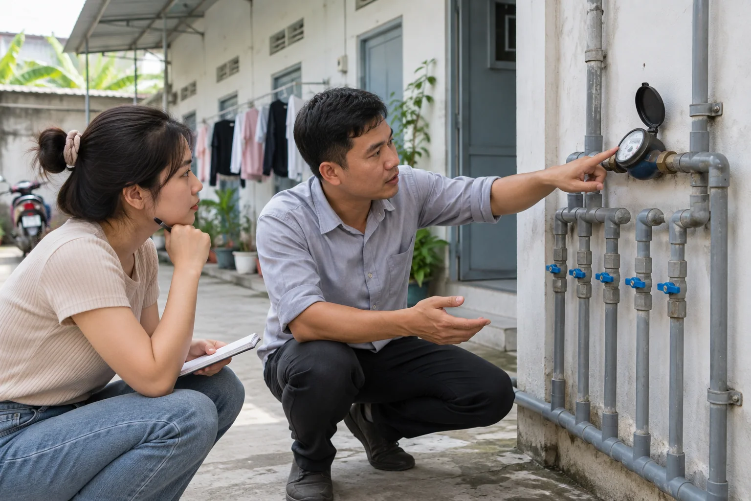 Ảnh minh họa: Chia tiền nước khi các phòng dùng chung đồng hồ