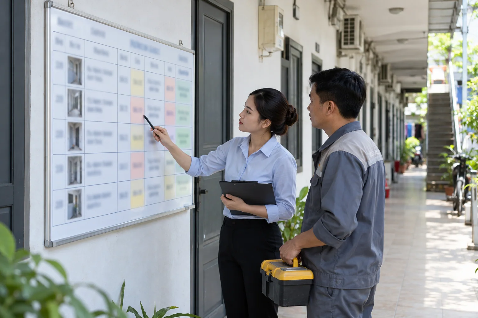 Ảnh minh họa: Mẫu bảng theo dõi sửa chữa và nghiệm thu phòng trọ