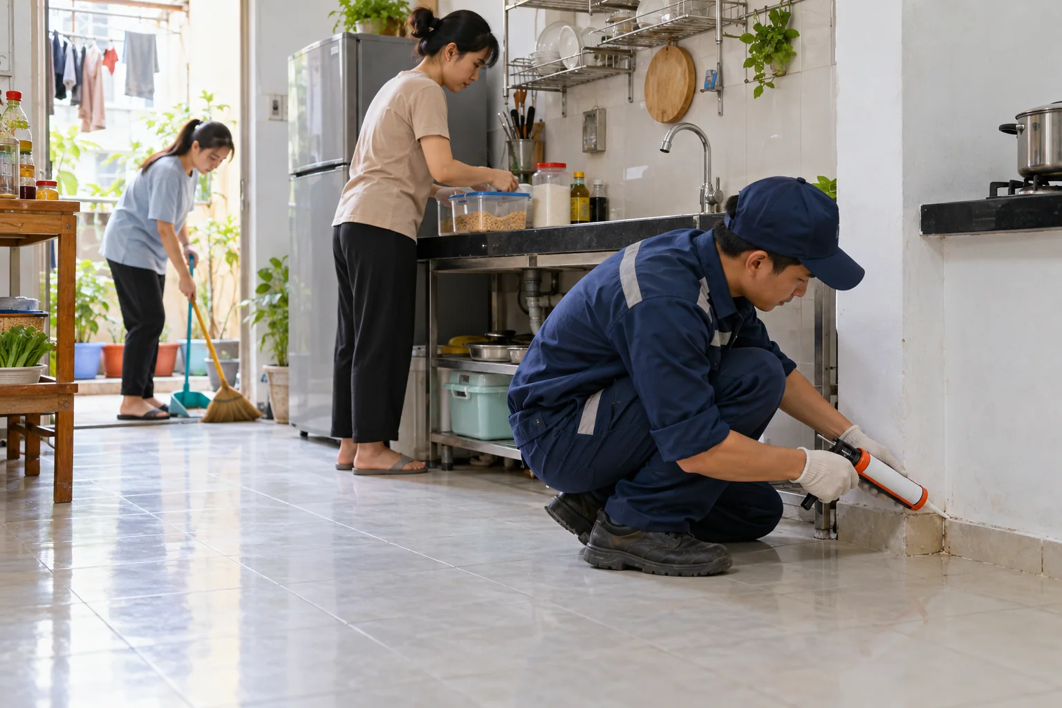 Ảnh minh họa: Kiểm tra và xử lý mùi cống tại phòng trọ