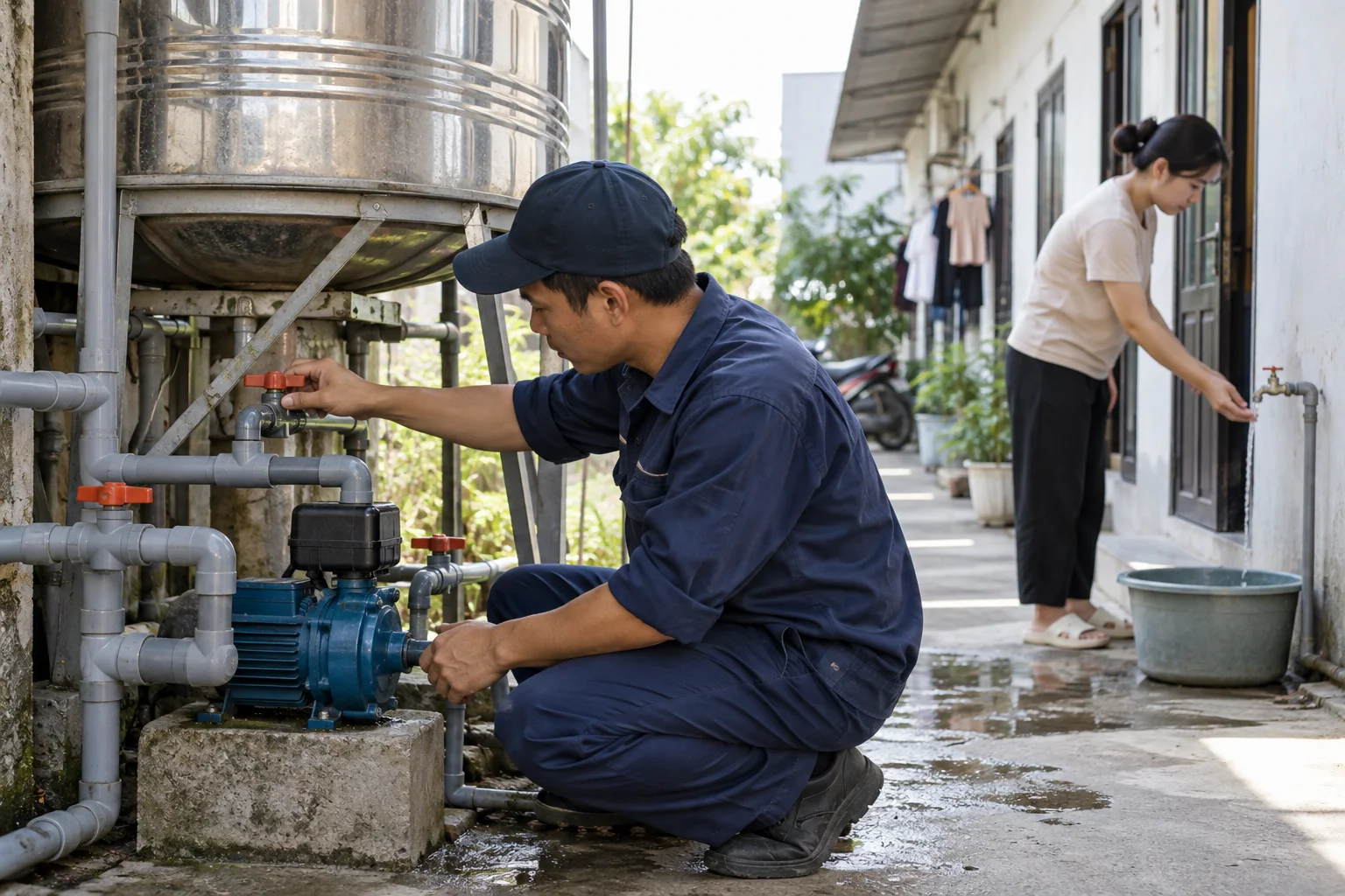 Ảnh minh họa: Kiểm tra và xử lý tình trạng nước yếu tại nhà trọ